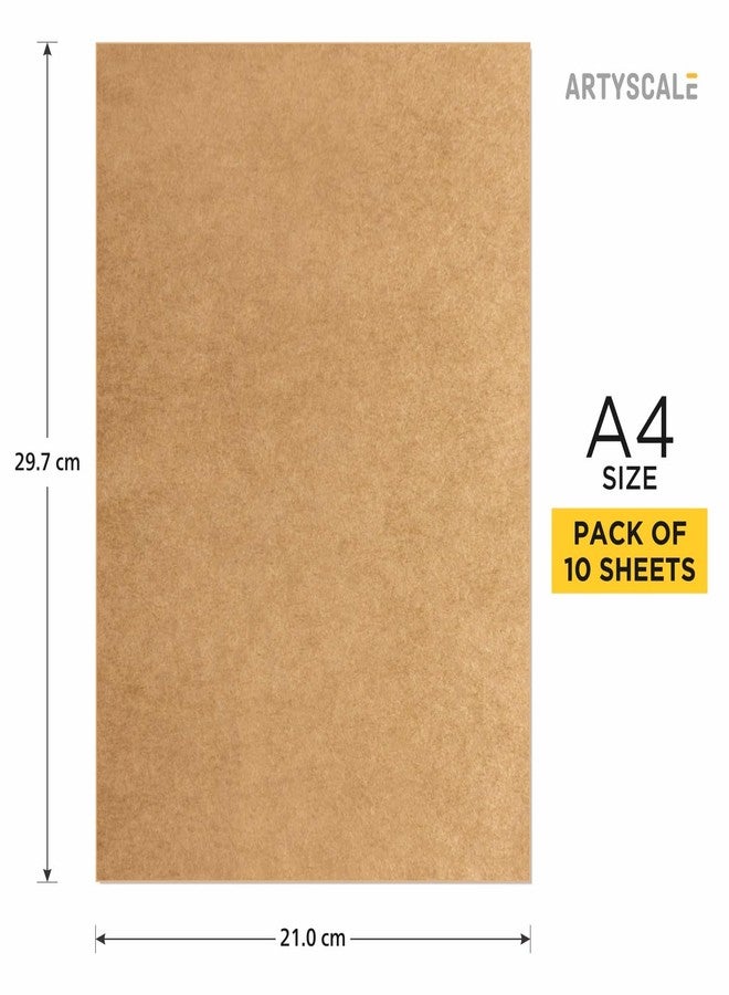 ARTYSCALE 300 GSM A4 Kraft/Craft Paper Sheets (Brown Color Cardboard) Craft Liner for DIY, Scrapbooking, Art & More - Pack of 10 - Image 2